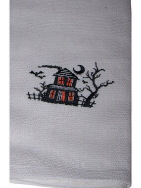 Kitchen Towels  Embroidered set of 2 Haunted House Jar Hemlock Root 16" x 21"